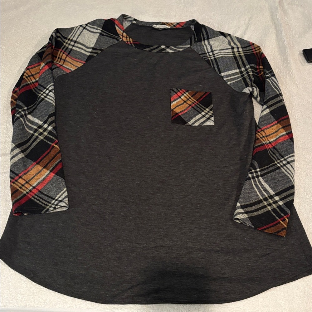 First Look Gray and Plaid Accent Shirt